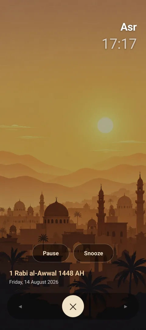 Full-screen azan alarm