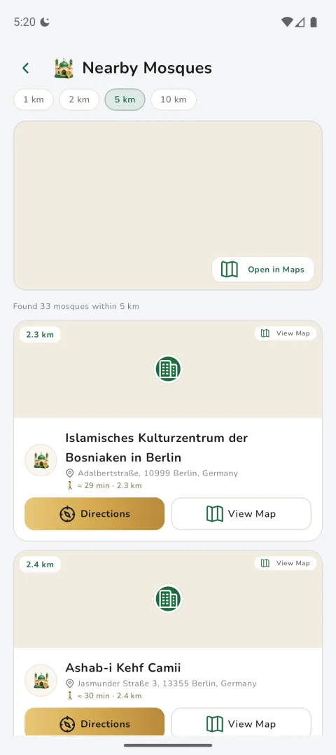 Nearby mosques with directions